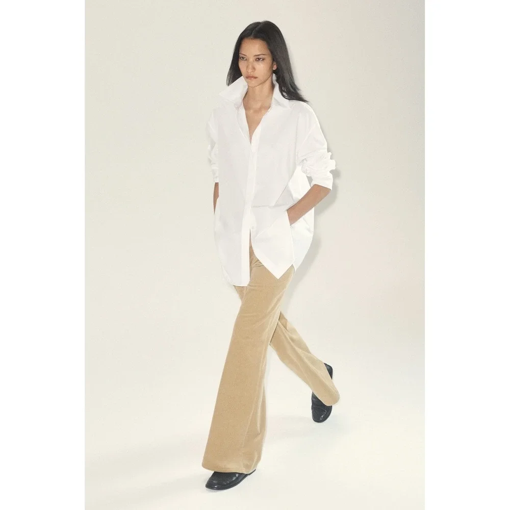 COS Longline White Cotton Button Down Shirt Size 12 Minimalist